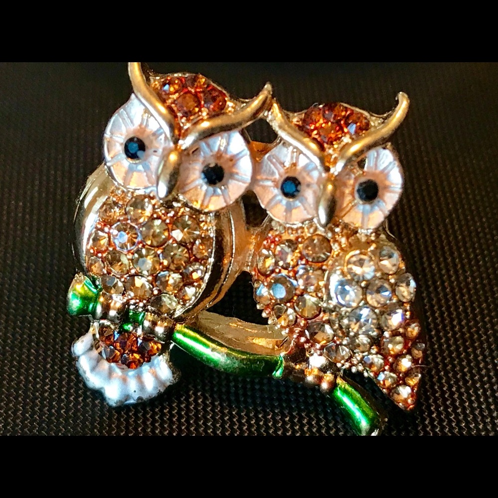 Gold owl and snake wrap around rings